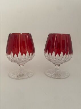 Ajka Castille Crystal Brandy Glasses 1st edition. Set of 2